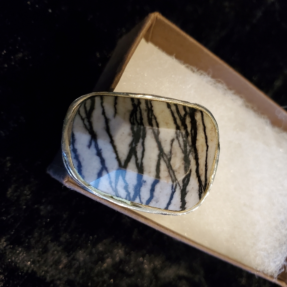 COPY - Silpada 9.25 sterling silver tiger stone ring size 8